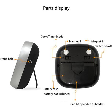 Thermomètre de BBQ avec écran tactile et double alarme, pour grillades en plein air et pique-nique (1/5)