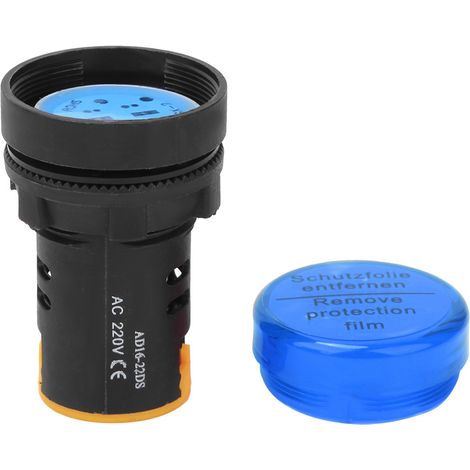10 Stück BERM LED-Betriebsanzeigeleuchte, PC-Gehäuse, flammhemmend, 22 mm Durchmesser, 220 V, AD16-22D/S, Blau (1/5)