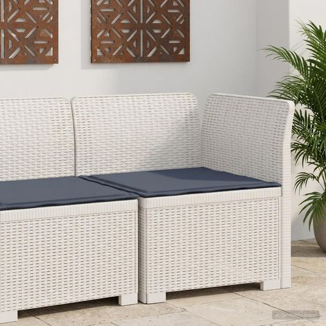 Canapé de Jardin d'Angle 1 Place Aspect Rotin PP Blanc avec Coussin Gris Clair - PANGIVO (1/5)