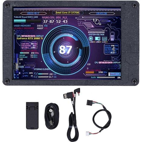 Mini moniteur USB avec luminosité réglable, écran IPS 3,5 pouces, affichage de la température (CPU, RAM) pour ordinateurs Windows, connecteur coudé