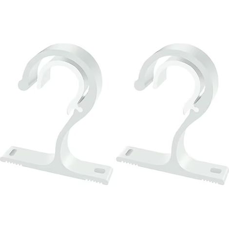 2 Pièces Supports de Rideaux RéGlables, Crochets de Draperie de 25 à 28 mm, Support de Tringle de Fixation Robuste en Alliage D'Aluminium avec Vis pour Rideau Ou Armoire (Blanc) (1/4)