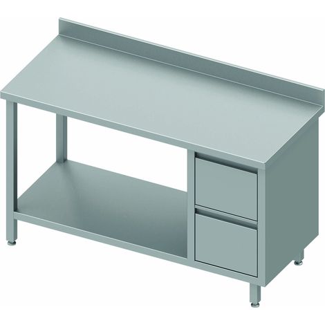 Table Inox Avec 2 Tiroirs & Etagère à Gauche - Gamme 700 - Stalgast