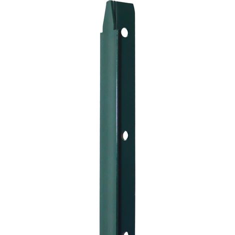 Piquet de fixation en T pour grillage, clôture de jardin, Acier plastifié - 2 m - Vert - Linxor (1/4)