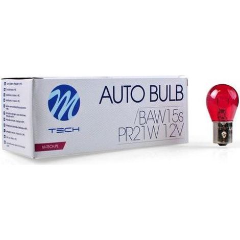 AMPOULES HALOGENES PR21W BAW15S 12V 21W ROUGE (BOITE DE 10) MTECH