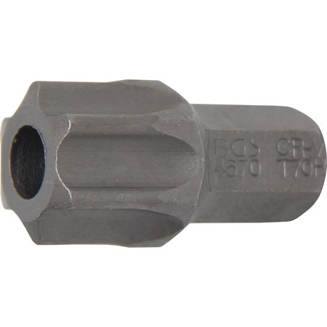 BGS Bit Accionamiento Hexagonal Exterior 10 mm (3/8") Perfil en T (para Torx) con agujero T70 - 4670 (1/2)