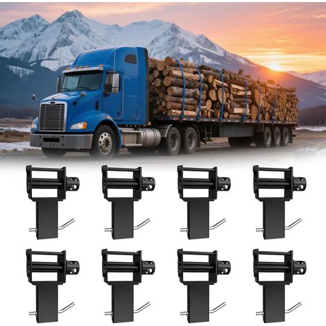 Treuil de caisse renforcé pour remorque, capacité 7 350 kg (16 200 lbs), acier, 4 trous pour goupilles, compatible poches 5" ou 7,6x7,6 cm, montage camion/plateau – Lot de 8 pièces (1/5)