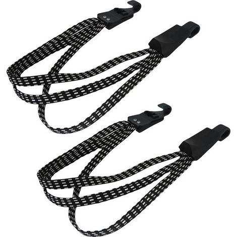 Set di cinghie elastiche per bicicletta - Trasporto bagagli - Con ganci in nylon - 60 x 60 cm - Nero (1/5)