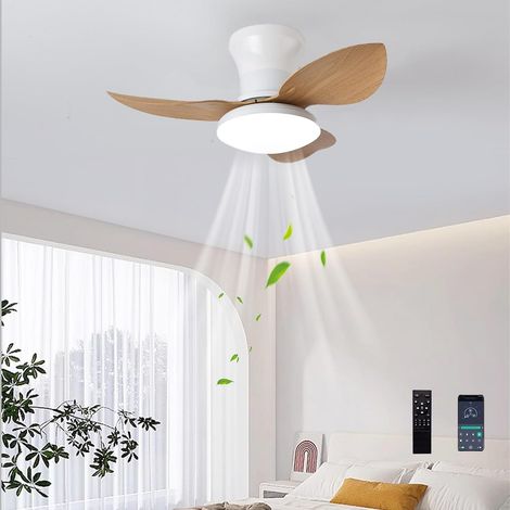 Plafonnier ventilateur moderne avec éclairage intelligent, variateur, télécommande, lumière LED, 6 vitesses, 3 pales, montage encastré discret ,65 cm (1/4)