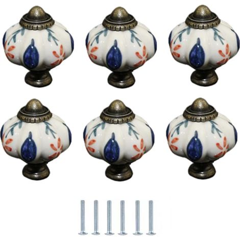 Boutons de cuisine en céramique, lot 6, style chinois, peints à (1/5)