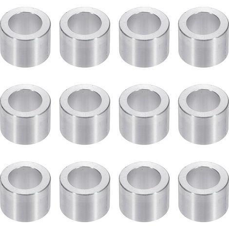 Rondelles en Aluminium M10, 12pcs Entretoise Métallique à Vis Ronde, Rondelle Plate pour Vis Tige Écrous Boulons, Bague d'Écartement en Métal 10.2mm ID x 16mm OD x 15mm Hauteur (1/5)
