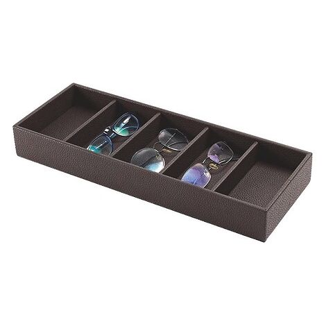 Boite de rangement Porte-lunettes Excessories - P 410 x L 150 x H50 mm - en simili cuir finition Moka - SALICE