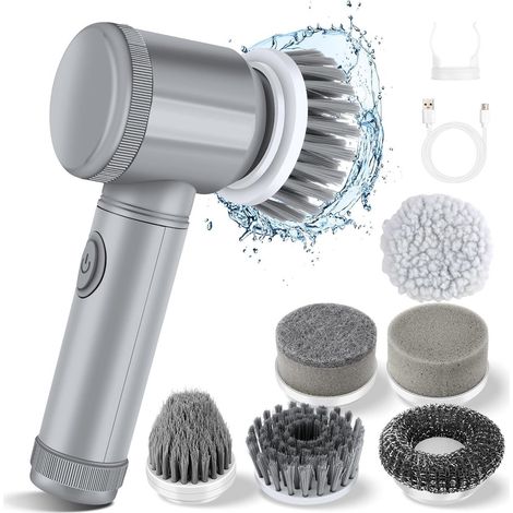 Brosse de nettoyage électrique - sans fil, éviers et cuisines - Livré avec 6, sols, carreaux, fenêtres (1/5)