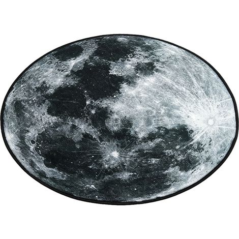 Tapis rond Moon de 80 cm (31,5 pouces) en velours antidérapant, idéal pour la décoration intérieure de la chambre à coucher, gris. (1/5)