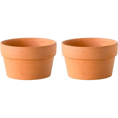 Lot De 2 Pots De Fleurs en Terre Cuite avec Trou De Drainage pour Cactus Et Bonsais Jardin Intérieur Et Extérieur 4.92X4.92X2.68 Pouces (1/5)