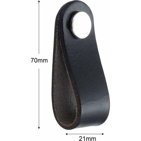 Maniglie per mobili, set da 6 maniglie in pelle delicate per mobili da camera da letto (foro singolo, nere) (1/4)