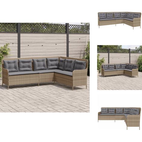Gartensofa in L-Form mit Kissen Beige Poly Rattan - Gartensofa - Gartensofas - Outdoor Sofa - Terrassensofa (1/5)