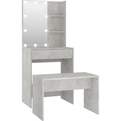 Maison Exclusive - Schminktisch-Set mit LED Betongrau Holzwerksto (1/5)