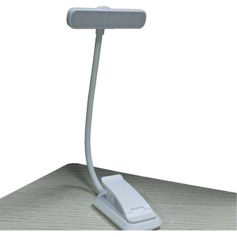 24-LED-Leselampe, wiederaufladbare Klemmleuchte, Augenschutz, stufenlose Dimmfunktion und 3 Farben (Bernstein/Weiß/Mix), 360° flexibler Hals, lange Akkulaufzeit, tragbar zum Lesen im Bett, Weiß (1/2)