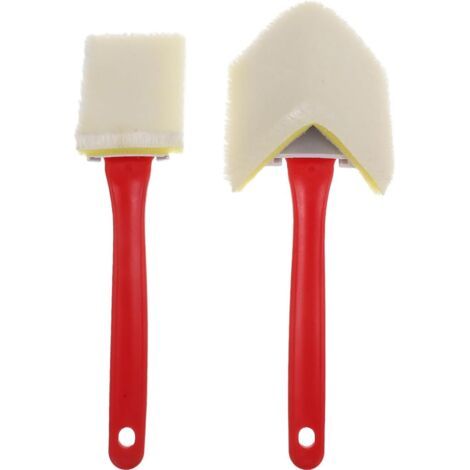 BUNTHAUS Lot De 2 Pinceaux Triangulaires pour Bordures De Murs Et Plafonds Brosse d'angle pour Peinture Outil De Finition pour Coins Intérieurs Et Extérieurs (1/4)