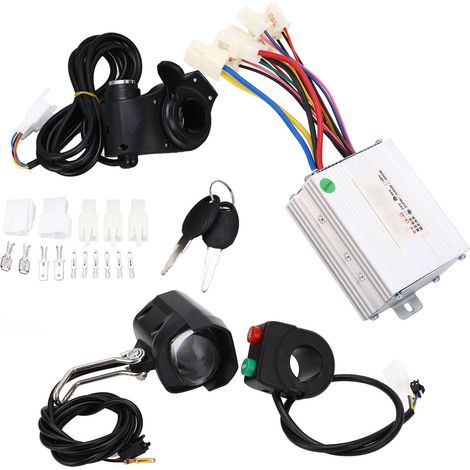 Manette de vélo à pouce avec interrupteur de phare, kit de contrôleur brossé 36V 350W pour tricycle et scooter électrique. (1/5)