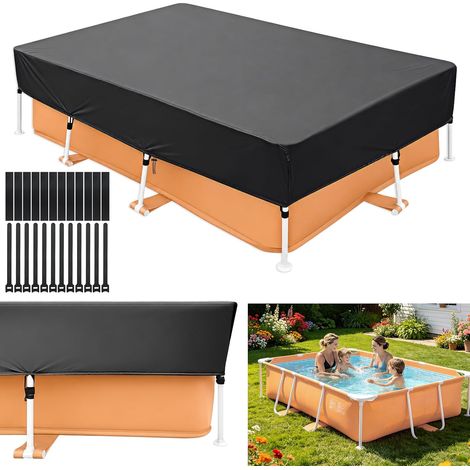 Bâche de piscine rectangulaire 225 x 150 x 30 cm, tissu Oxford 210D, imperméable, anti-poussière, protection UV, été et hiver, pour piscine hors sol (1/5)
