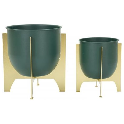 Cache pots mauro ferretti metallo verde oro 24 5 cm 19 cm