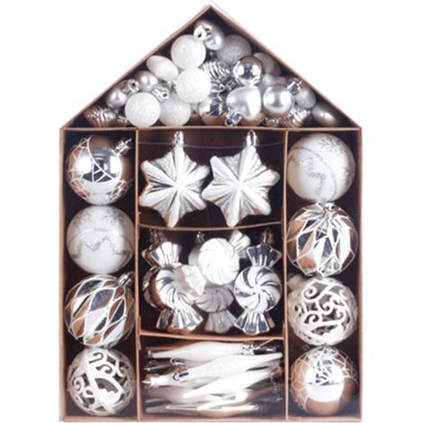 Boule De Noel - 73 Pièces Set Décoration Arbre De Noël En Plastique - Idéal Intérieur Maison Bureau - 73 Pièces (1/5)