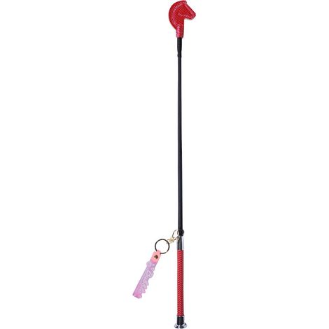 65 cm, fucsia: Frustino per equitazione con testa di cavallo e portachiavi staccabile modello Starlight