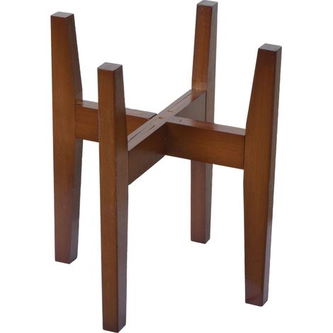 [NON UTILIZZATO] Portavasi in bambù HHG-358, supporto per vasi da fiori, alzata per vasi regolabile 30x27-37 cm, marrone