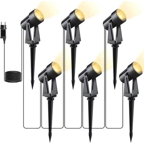 Spot LED Extérieur - 3000K Blanc Chaud - IP65 Étanche - Pour Jardin Terrasse Allée - Lot de 6 (1/5)