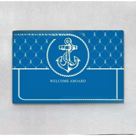New Welcome Aboard Doormat 90x60cm - Welcome Rug Pattern 01 - Light Blue