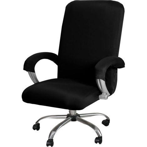 Housse De Chaise De Bureau, Extensible Housses De Chaise Rotatif Lavable Couverture De Chaise Housse De Fauteuil Pour Chaise De Bureau Rotatif Chaise Pivotante Accoudoirs Chaise(Noir,L) (1/4)