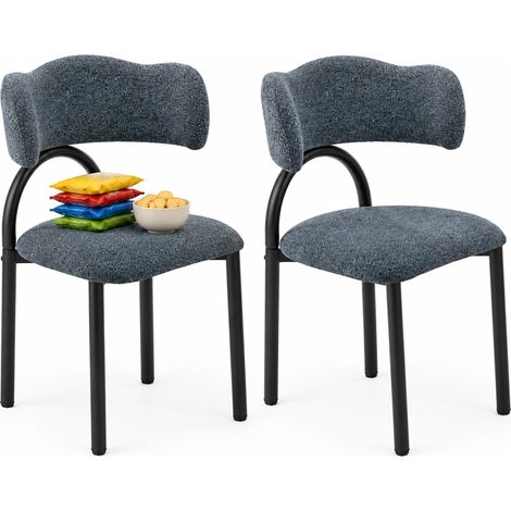 Sedia da pranzo 50,7x47x81,5 cm in tessuto blu moderna FLORAGRACE (1/5)
