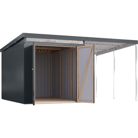 GH Iridium 2,5 anthrazit 206x289x213 mit Anbaudach 2 m