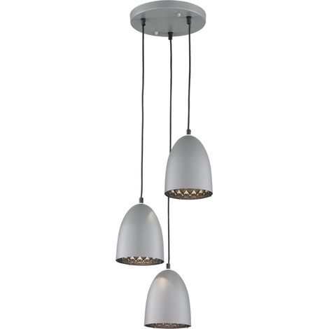 Lampada a sospensione lampada a sospensione lampada a sospensione lampada a sospensione lampada da sala da pranzo, 3 fiamme, metallo color titanio, 3 attacchi E14, DxH 24x150cm