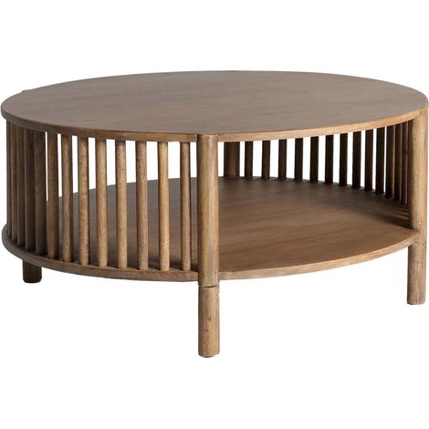 Table basse nordique en bois de manguier finition naturelle - Bois naturel clair chaleureux (1/3)