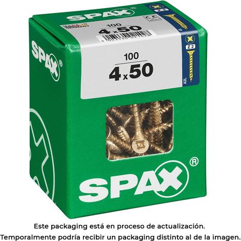 CAJA 100 unid. TORNILLO MADERA CABEZA PLANA YELLOX 4,0x50mm SPAX (1/6)