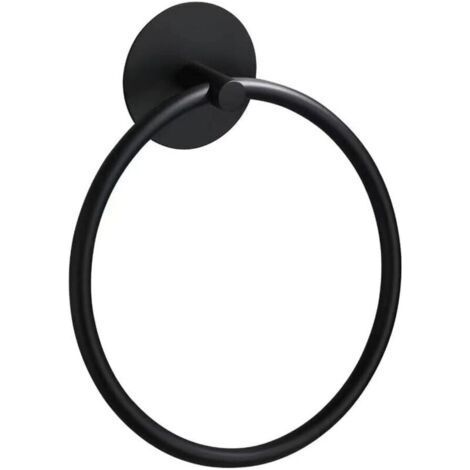 16cm Stainless Steel Wall Mounted Round Towel Ring for Bathroom, Kitchen, Shower, Towel Rack, Matte Black (1/5)