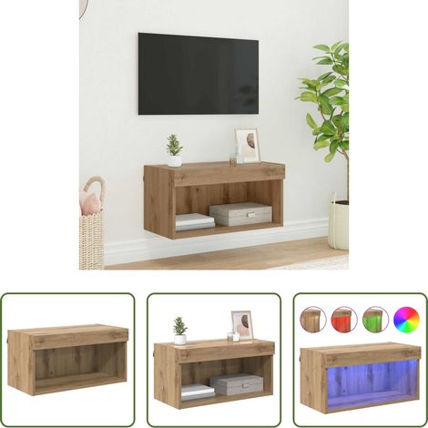 vidaXL Éclairage LED -  Ensemble meuble TV avec LED Chêne artisanal Bois d'ingénierie (1/5)