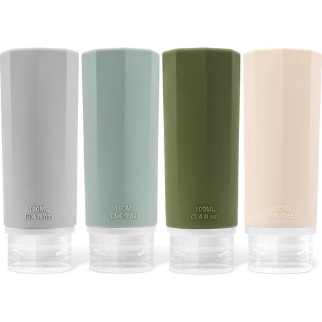 Opret 4 Silikon Reiseflaschen Set 100ml BPA-frei Auslaufsicher Reiseflasche (1/5)