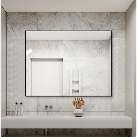 Specchio da bagno 80 x 60 cm in alluminio nero HAVRYA (1/5)
