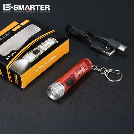 Mini lampe porte-clés LED - Petite lampe torche EDC - 10 modes - Étanche - Camping - Avertissement - Lumière forte (1/4)
