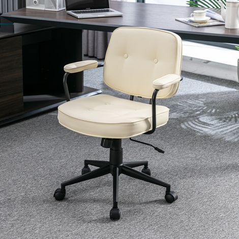 Wahson Chaise de Bureau Pivotante en Similicuir, Moderne Fauteuil Bureau Réglable en Hauteur Chaise à roulettes pour Bureau/Travail, Blanc