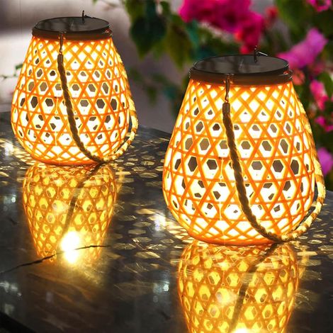 lampes solaires de jardin d'extérieur suspensions décoratives USB lumière chaud adaptées aux terrasses espaces extérieurs et balcons 2 Blanc (1/5)