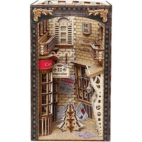 Serre-livres puzzle 3D en bois, support magique pour livres, kit de bibliothèque miniature pour maison de poupée, jouet pour enfants, cadeau de Noël (1/5)