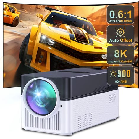 Projecteur intelligent 8K 1080p, projecteur mural ultra haute définition pour chambre à coucher, idéal en journée (1/4)