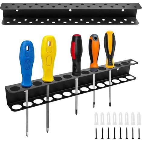 Double Shelf Wall Tool Holder - Tool Storage Wall for Screwdrivers and Pliers Holder Screwdriver Organization Garage Cold-Rolled Steel (1/3)