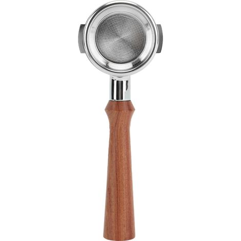 Bodenloser 58-mm-Kaffeemaschinenfilterhalter, einlagige Aluminiumlegierung, ohne Filter für Expobar F, Griff aus Rosenholz (1/5)