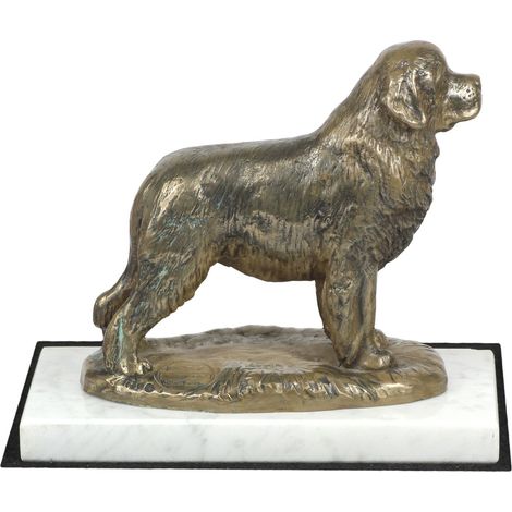 Terre-Neuve, Waterloo - Statuette de chien, figurine en marbre blanc, trophée pour une exposition canine par Art-Dog (1/5)