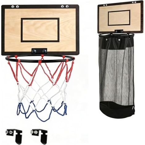 2 en 1 Panier à Linge de Basketball, Corbeille à Linge de Basket Mural et sur Porte avec Fermeture éclair, Laundry Basket pour Chambre Salle de Bain Dortoir, Cadeau pour Enfants et Adultes (1/5)